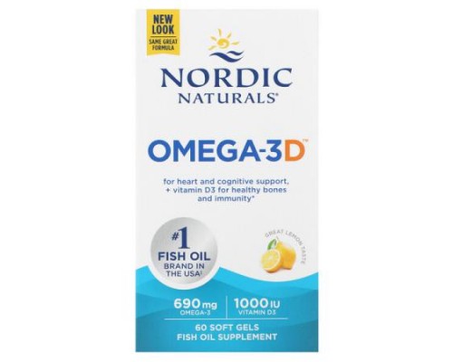 Nordic Naturals, Omega-3D, Lemon, 60 Soft Gels
