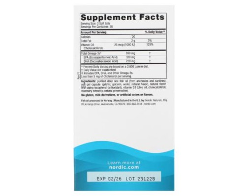 Nordic Naturals, Omega-3D, Lemon, 60 Soft Gels