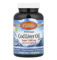 Carlson, Wild Norwegian, Cod Liver Oil Gems, 1,000 mg, 100 Soft Gels