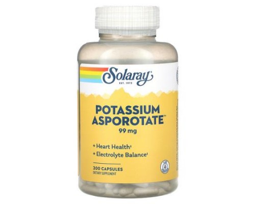 Solaray, Potassium Asporotate, 99 mg, 200 Capsules Solaray, Potassium Asporotate, 99 mg, 200 Capsules