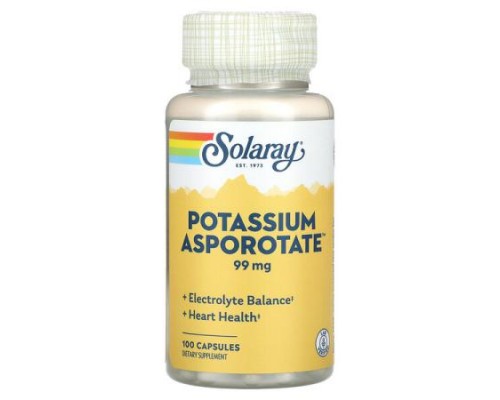 Solaray, Potassium Asporotate, 99 mg, 100 Capsules Solaray, Potassium Asporotate, 99 mg, 100 Capsules