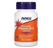 NOW Foods, Chewable Vitamin D-3, Natural Fruit Flavor, 1,000 IU, 180 Chewables