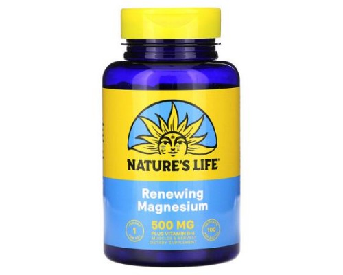 Nature's Life, Renewing Magnesium, 500 mg, 100 Vegcaps Nature's Life, Renewing Magnesium, 500 mg, 100 Vegcaps