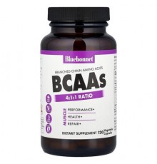 Bluebonnet Nutrition, BCAAs, 4:1:1 Ratio, 120 Vegetable Capsules
