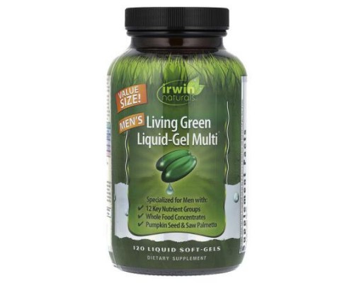 Irwin Naturals, Men's Living Green Liquid-Gel Multi®, 120 Liquid Soft-Gels