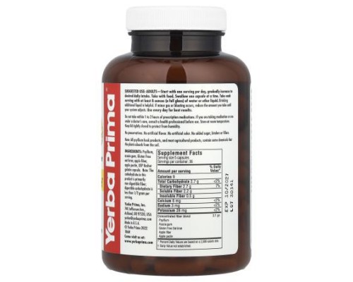 Yerba Prima, Soluble Fiber Caps, 180 Capsules Yerba Prima, Soluble Fiber Caps, 180 Capsules