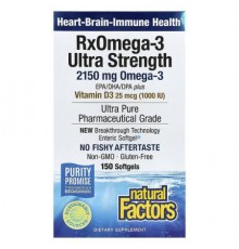 Natural Factors, RxOmega-3 Ultra Strength with Vitamin D3, 150 Softgels