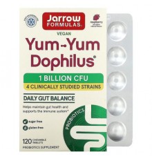 Jarrow Formulas, Yum-Yum Dophilus, Raspberry, 1 Billion CFU, 120 Chewable Tablets