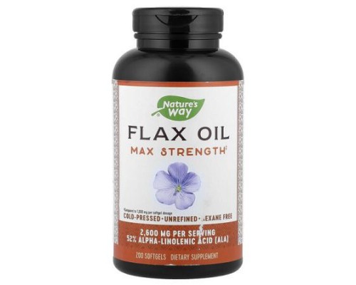 Nature's Way, Flax Oil, Max Strength, 200 Softgels (1,300 mg per Softgel)