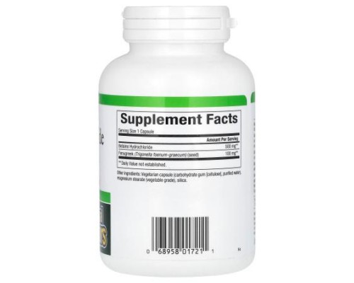 Natural Factors, Betaine Hydrochloride with Fenugreek, 500 mg, 180 Vegetarian Capsules Natural Factors, Betaine Hydrochloride with Fenugreek, 500 mg, 180 Vegetarian Capsules