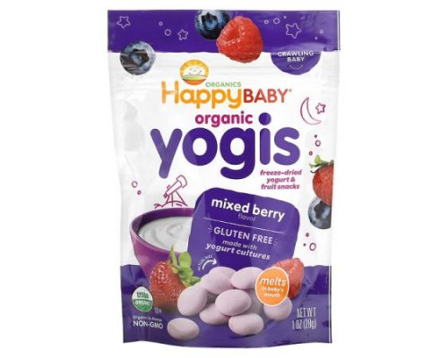 Happy Family Organics, Organic Yogis, Freeze Dried Yogurt & Fruit Snacks, Mixed Berry, 1 oz (28 g) Happy Family Organics, Organic Yogis, Freeze Dried Yogurt & Fruit Snacks, Mixed Berry, 1 oz (28 g)