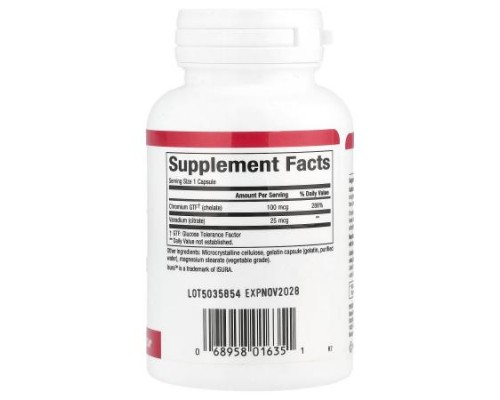 Natural Factors, Chromium & Vanadium, 125 mcg, 90 Capsules