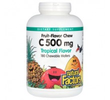 Natural Factors, Vitamin C, Fruit-Flavor Chew, Tropical, 500 mg, 180 Chewable Wafers