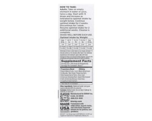 Bioray, Artemisia & Clove, 2 fl oz (59 ml) Bioray, Artemisia & Clove, 2 fl oz (59 ml)
