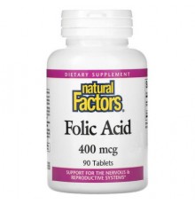 Natural Factors, Folic Acid, 400 mcg, 90 Tablets