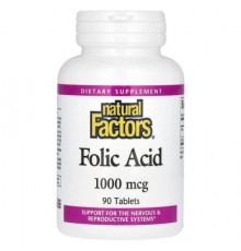 Natural Factors, Folic Acid, 1,000 mcg, 90 Tablets