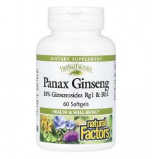 Natural Factors, HerbalFactors, Panax Ginseng, 100 mg, 60 Softgels