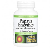 Natural Factors, Papaya Enzymes with Amylase & Bromelain, 120 Chewable Tablets
