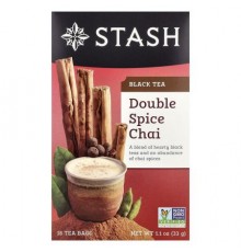 Stash Tea, Black Tea, Double Spice Chai, 18 Tea Bags, 1.1 oz (33 g)