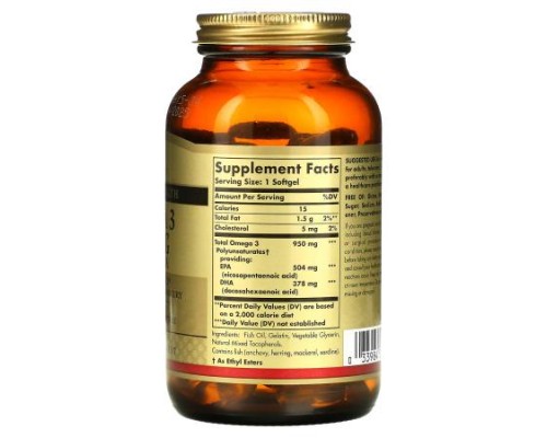 Solgar, Omega 3, EPA & DHA, Triple Strength, 950 mg, 100 Softgels