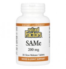 Natural Factors, SAMe , 200 mg, 30 Slow Release Tablets