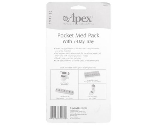 Apex, Pocket Med Pack with 7-Day Tray, 1 Tray Apex, Pocket Med Pack with 7-Day Tray, 1 Tray