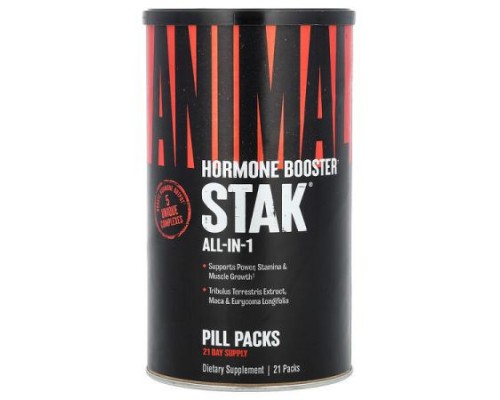 Animal, Stak, Hormone Booster, All-In-1 Pill Packs, 21 Packs Animal, Stak, Hormone Booster, All-In-1 Pill Packs, 21 Packs