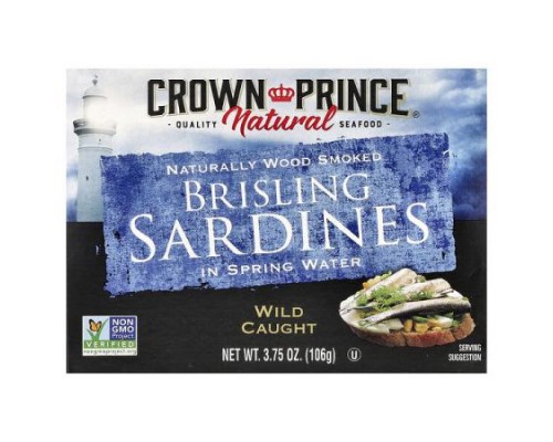 Crown Prince Natural, Brisling Sardines, In Spring Water, 3.75 oz (106 g) Crown Prince Natural, Brisling Sardines, In Spring Water, 3.75 oz (106 g)