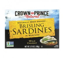 Crown Prince Natural, Brisling Sardines, In Mustard, 3.75 oz (106 g)