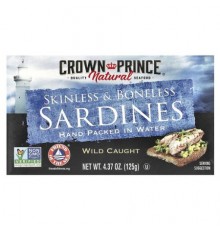 Crown Prince Natural, Skinless & Boneless Sardines, In Water, 4.37 oz (125 g)