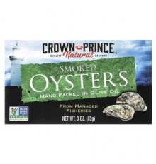 Crown Prince Natural, Smoked Oysters, In Olive Oil, 3 oz (85 g)