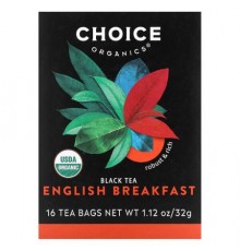 Choice Organic Teas, Black Tea, English Breakfast, 16 Tea Bags, 1.12 oz (32 g)