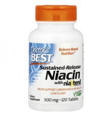 Doctor's Best, Sustained-Release Niacin with niaXtend®, 500 mg, 120 Tablets