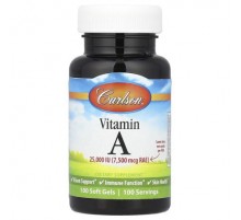 Carlson, Vitamin A, 7,500 mcg RAE (25,000 IU), 100 Soft Gels