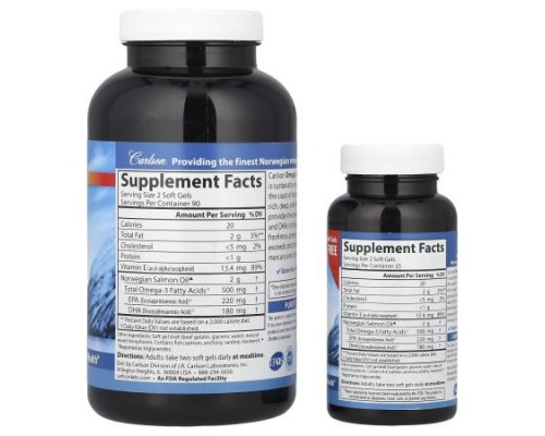 Carlson, Omega-3 Enriched Salmon Oil, 230 Soft Gels