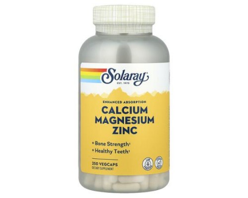 Solaray, Calcium Magnesium Zinc, 250 VegCaps