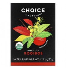 Choice Organic Teas, Herbal Tea, Rooibos, Caffeine-Free, 16 Tea Bags, 1.12 oz (32 g)