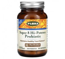 Flora, Super 8 Hi-Potency Probiotic, 42 Billion Cells, 30 Capsules