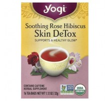 Yogi Tea, Skin DeTox, Soothing Rose Hibiscus, 16 Tea Bags, 1.12 oz (32 g)
