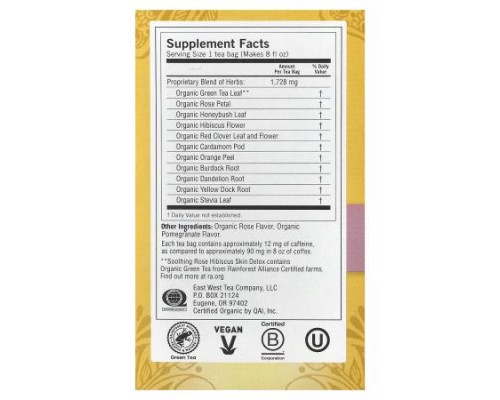 Yogi Tea, Skin DeTox, Soothing Rose Hibiscus, 16 Tea Bags, 1.12 oz (32 g)