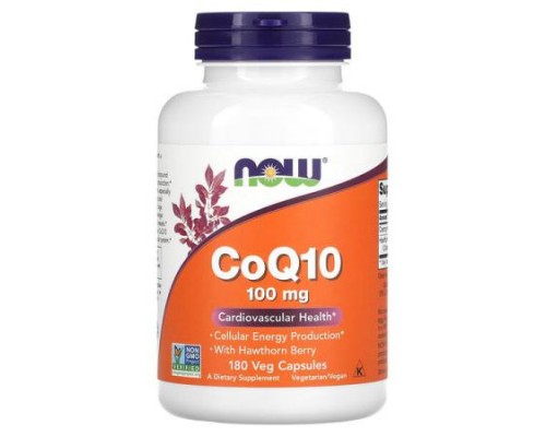 NOW Foods, CoQ10 With Hawthorn Berry, 100 mg, 180 Veg Capsules