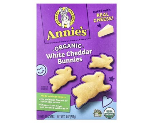Annie's Homegrown, Organic White Cheddar Bunnies, Baked Crackers, 7.5 oz (213 g) Annie's Homegrown, Organic White Cheddar Bunnies, Baked Crackers, 7.5 oz (213 g)