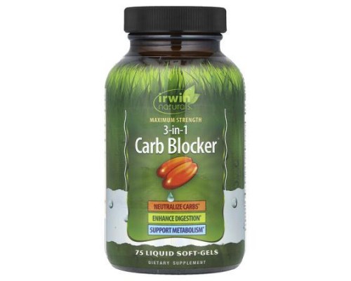 Irwin Naturals, 3-In-1 Carb Blocker®, Maximum Strength, 75 Liquid Soft-Gels Irwin Naturals, 3-In-1 Carb Blocker®, Maximum Strength, 75 Liquid Soft-Gels