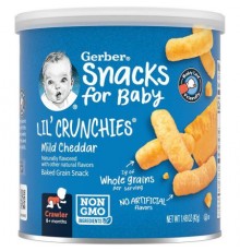 Gerber, Snacks for Baby, Lil' Crunchies, Baked Grain Snack, 8+ Months, Mild Cheddar, 1.48 oz (42 g)