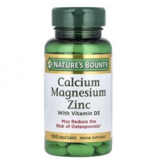Nature's Bounty, Calcium Magnesium Zinc with Vitamin D3, 100 Coated Caplets