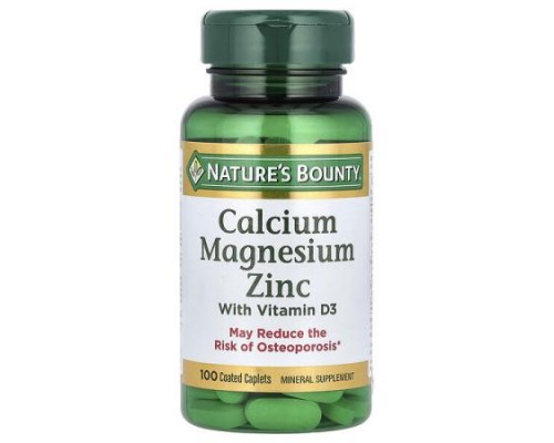 Nature's Bounty, Calcium Magnesium Zinc with Vitamin D3, 100 Coated Caplets