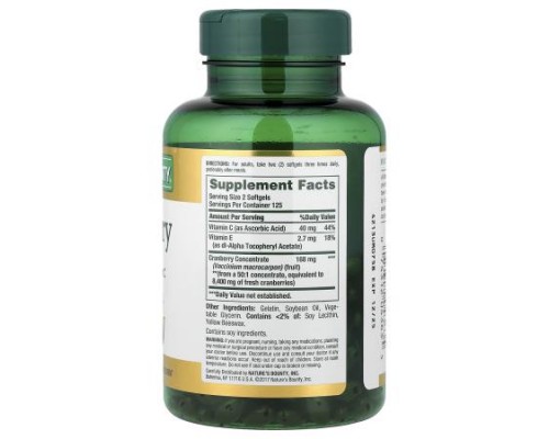 Nature's Bounty, Cranberry with Vitamin C, 250 Rapid Release Softgels