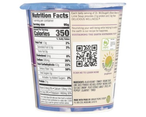Dr. McDougall's, Vegan Black Bean & Lime Soup, 3.4 oz (95 g) Dr. McDougall's, Vegan Black Bean & Lime Soup, 3.4 oz (95 g)