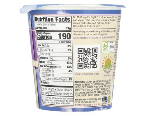 Dr. McDougall's, Vegan Miso Ramen Noodle Soup, 1.9 oz (53 g) Dr. McDougall's, Vegan Miso Ramen Noodle Soup, 1.9 oz (53 g)