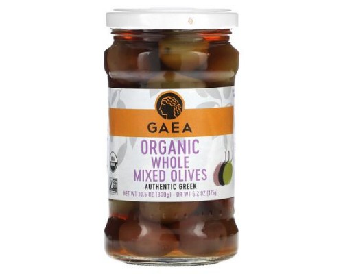 Gaea, Organic Whole Mixed Olives, 10.6 oz (300 g) Gaea, Organic Whole Mixed Olives, 10.6 oz (300 g)